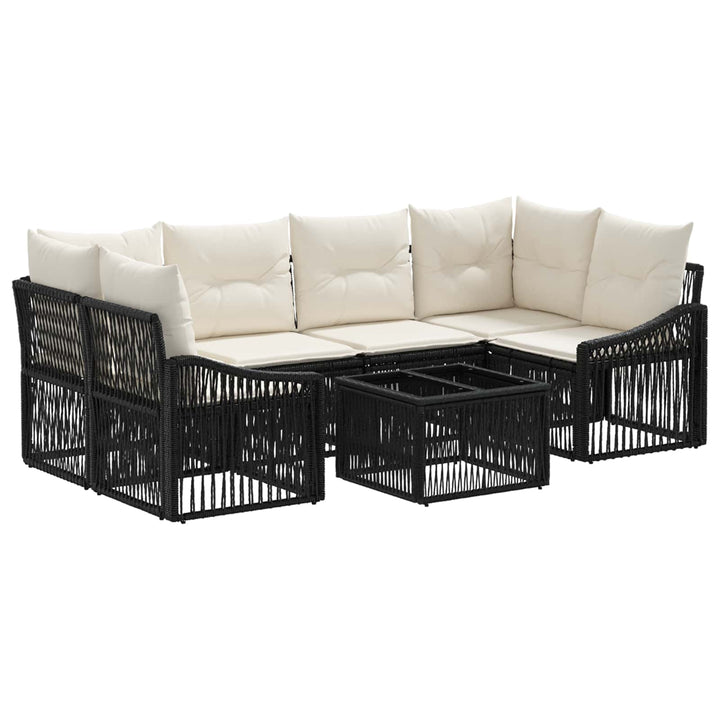 Havesofa Sæt 7 stk. Sort polyrattan