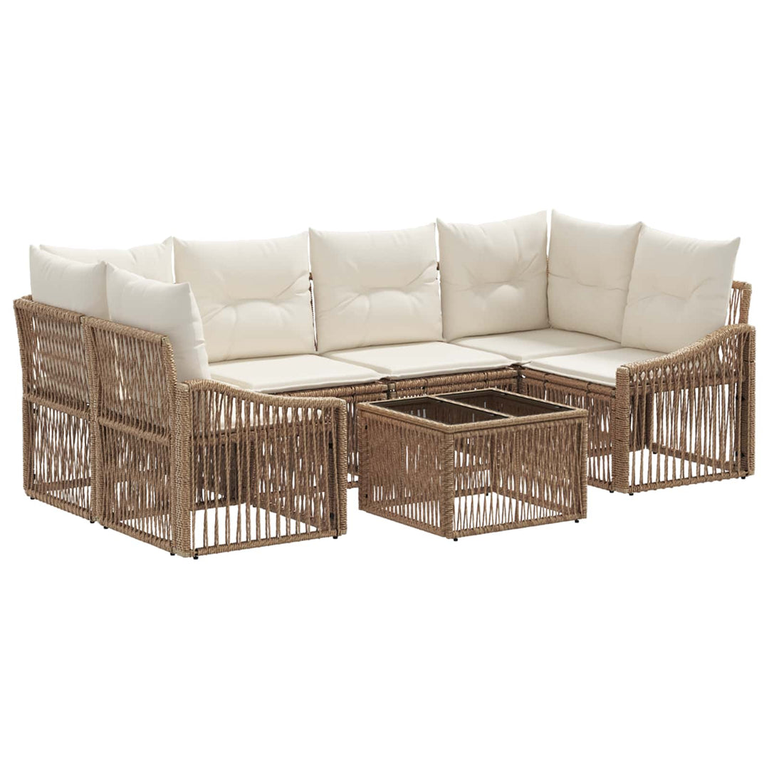 Havesofa Sæt 7 stk. Beige polyrattan