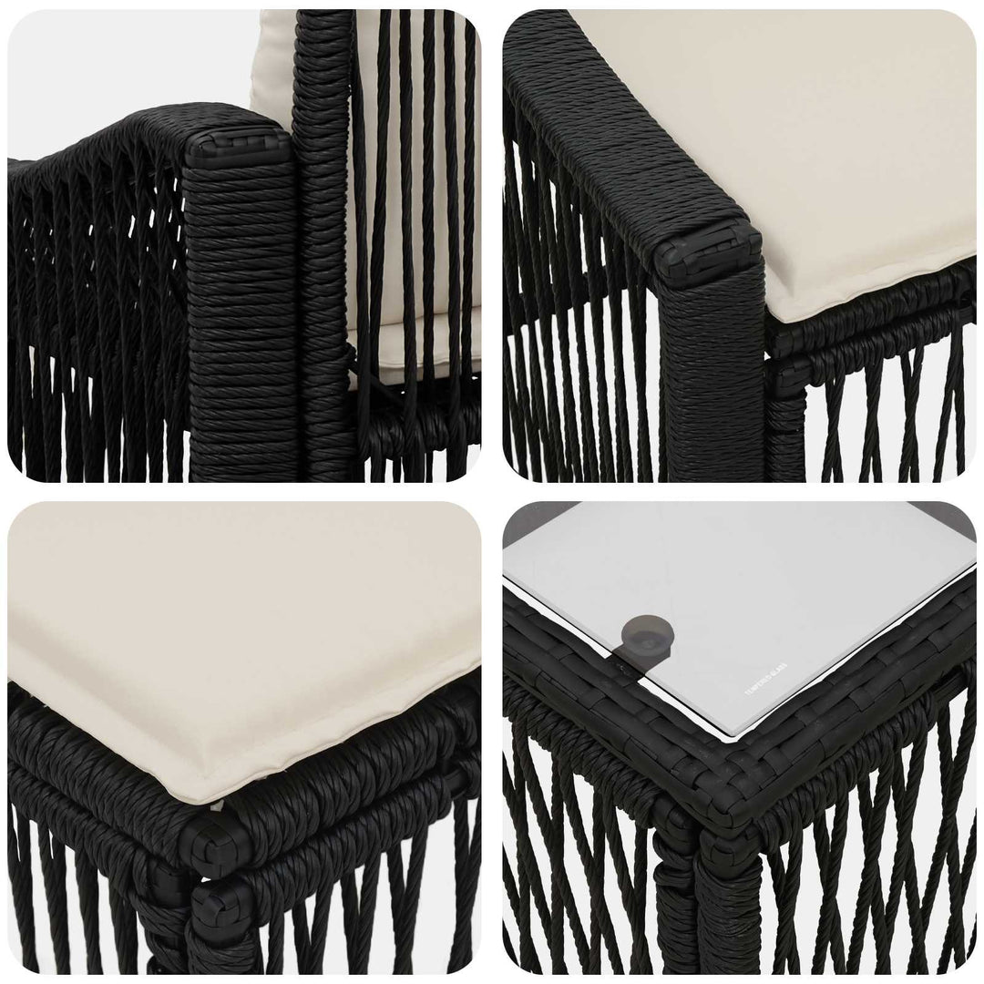 Havesofa Sæt 8 stk. Sort polyrattan