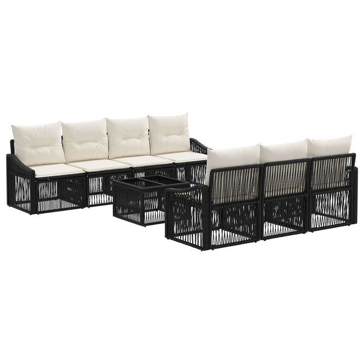 Havesofa Sæt 8 stk. Sort polyrattan