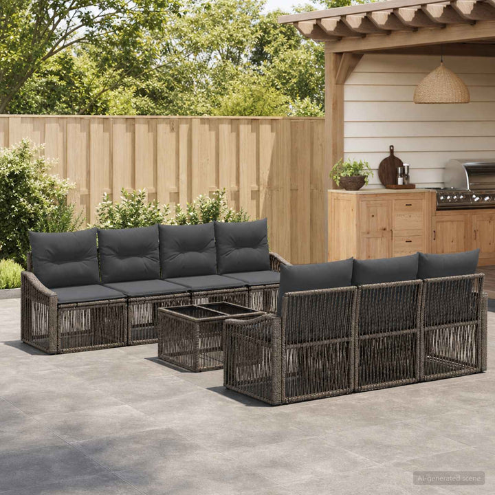 Havesofa Sæt 8 stk. Grå polyrattan