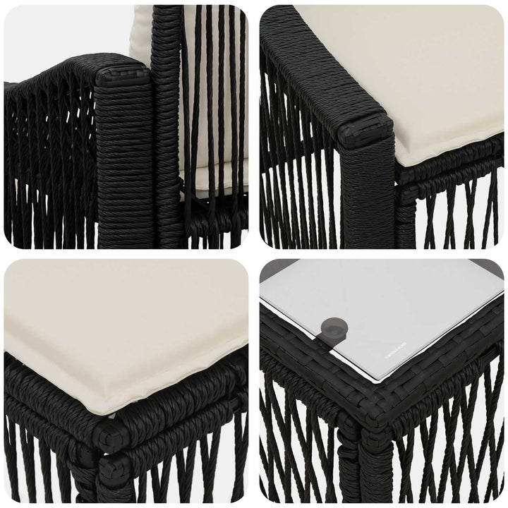 Havesofa Sæt 8 stk. Sort polyrattan