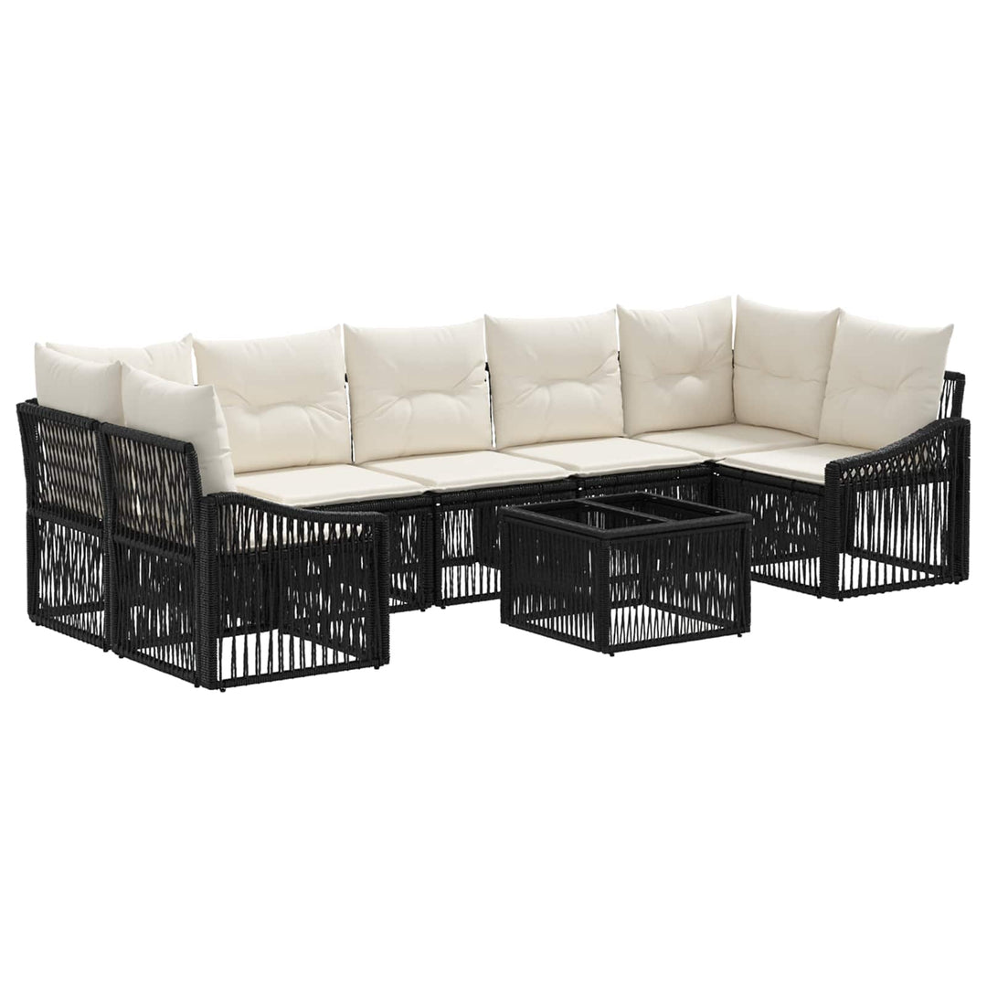 Havesofa Sæt 8 stk. Sort polyrattan