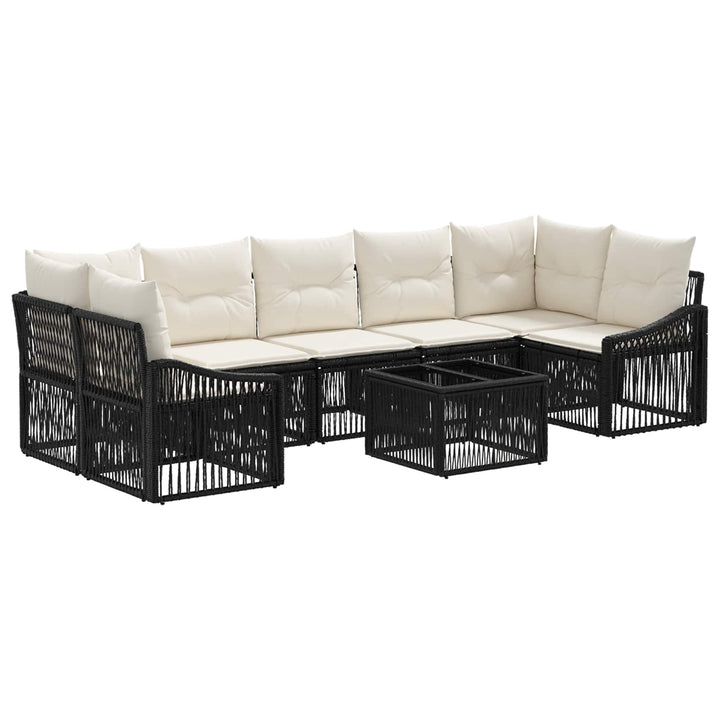 Havesofa Sæt 8 stk. Sort polyrattan