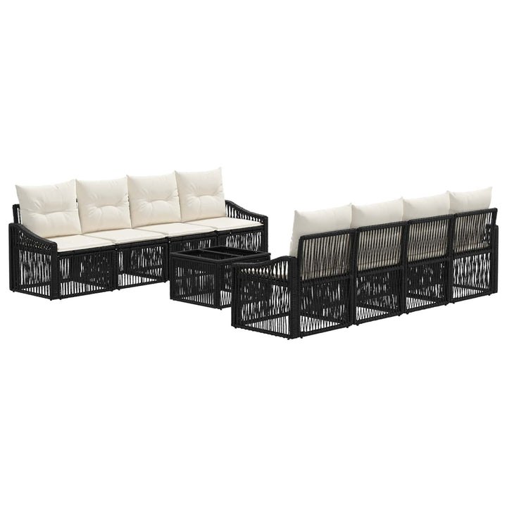 Havesofa Sæt 9 stk. Sort polyrattan