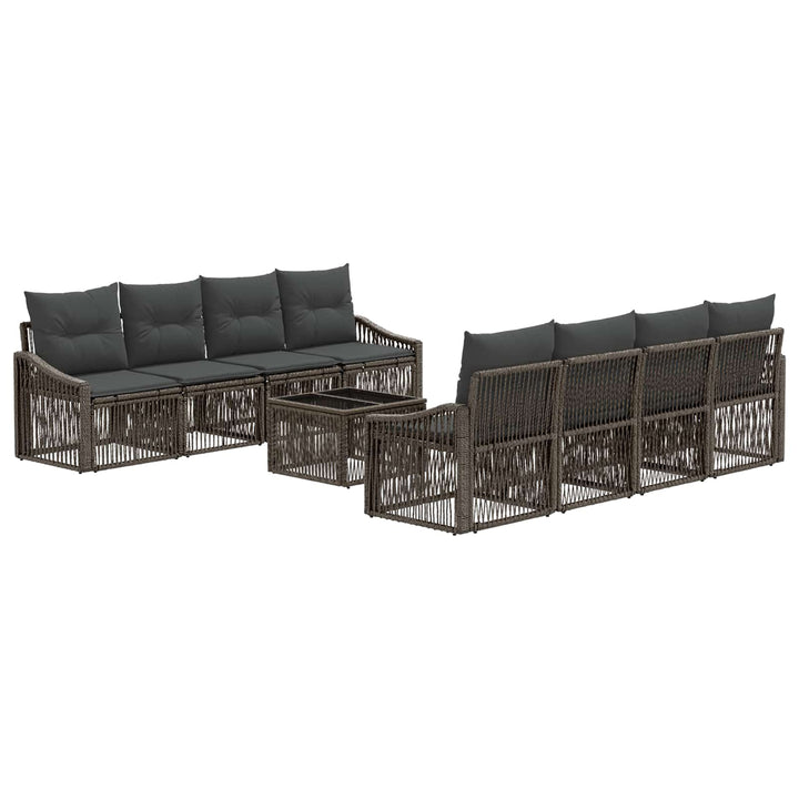 Havesofa Sæt 9 stk. Grå polyrattan