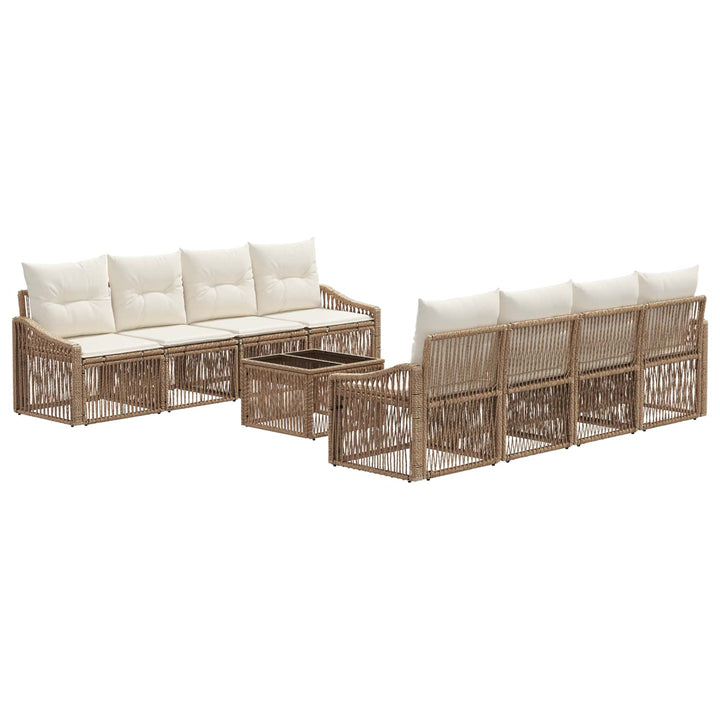 Havesofa Sæt 9 stk. Beige polyrattan