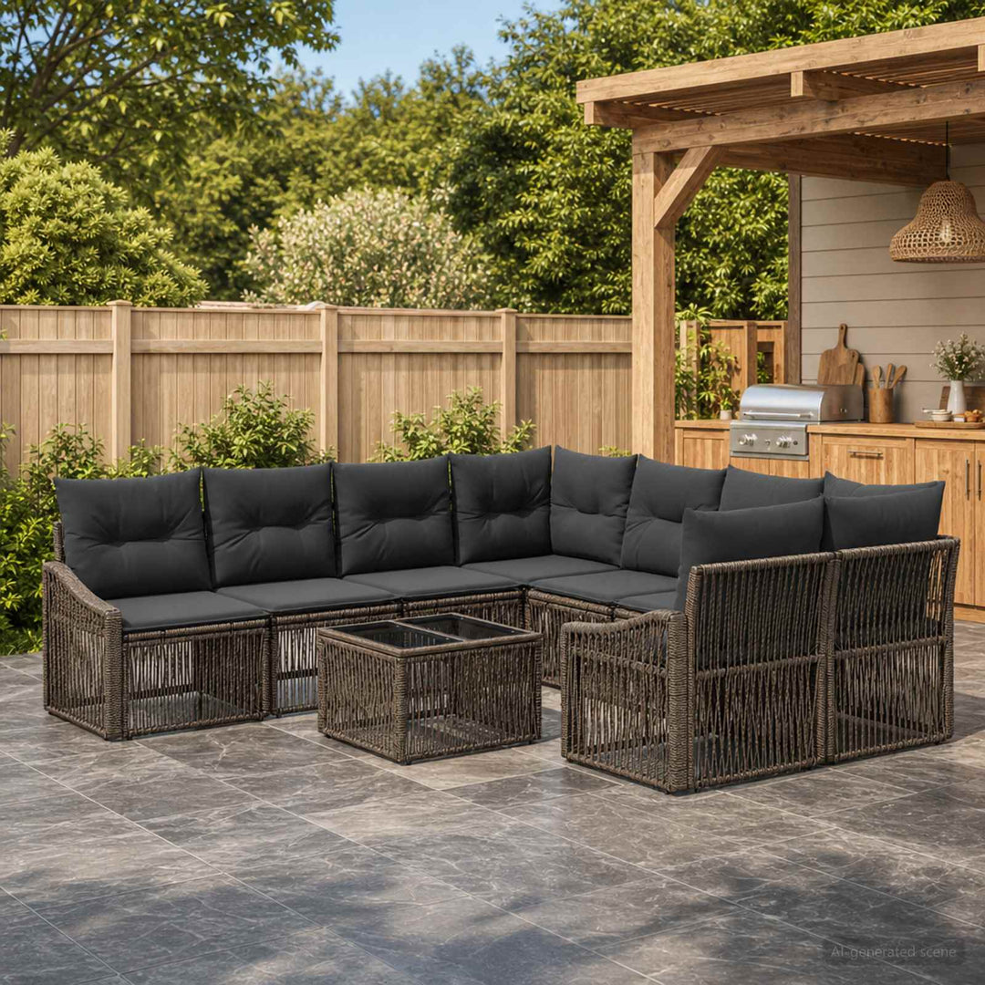 Havesofa Sæt 9 stk. Grå polyrattan