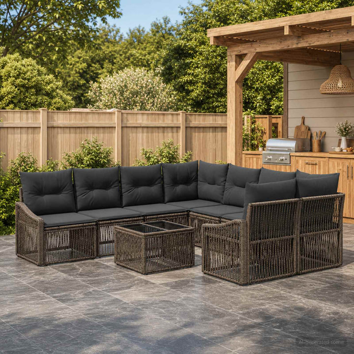 Havesofa Sæt 9 stk. Grå polyrattan