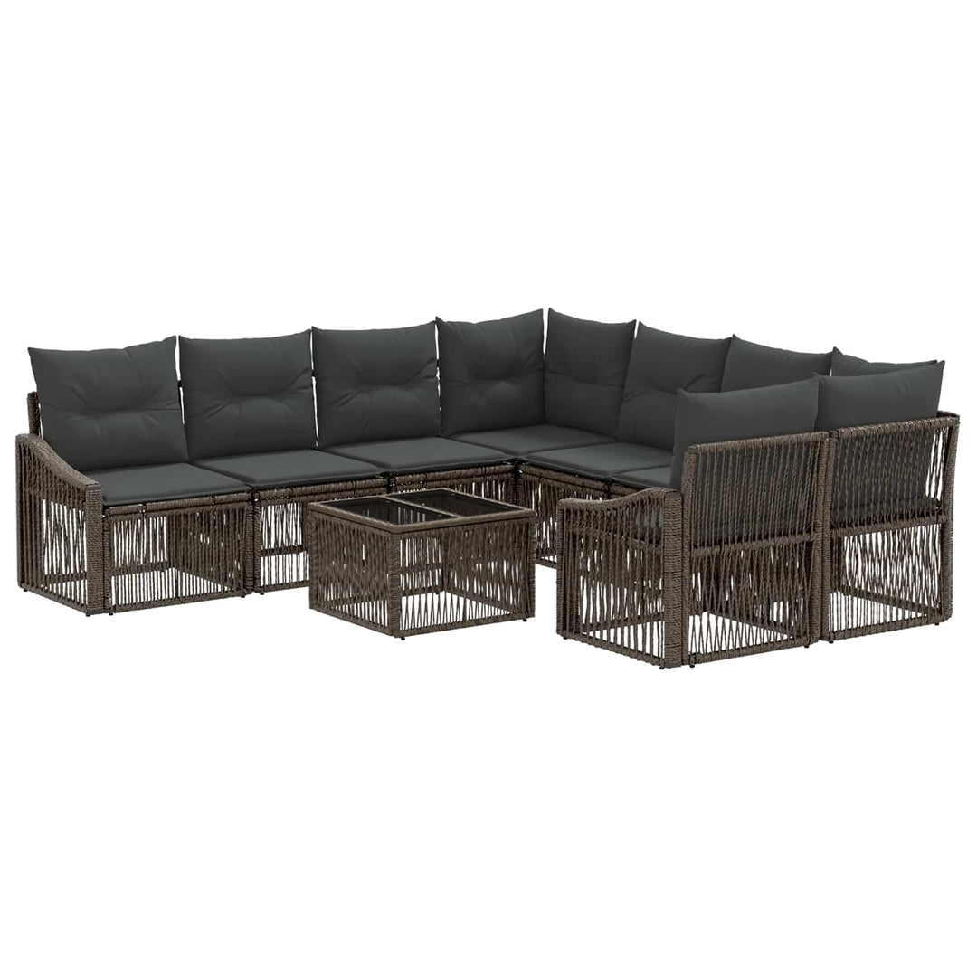 Havesofa Sæt 9 stk. Grå polyrattan