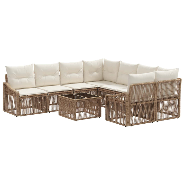 Havesofa Sæt 9 stk. Beige polyrattan