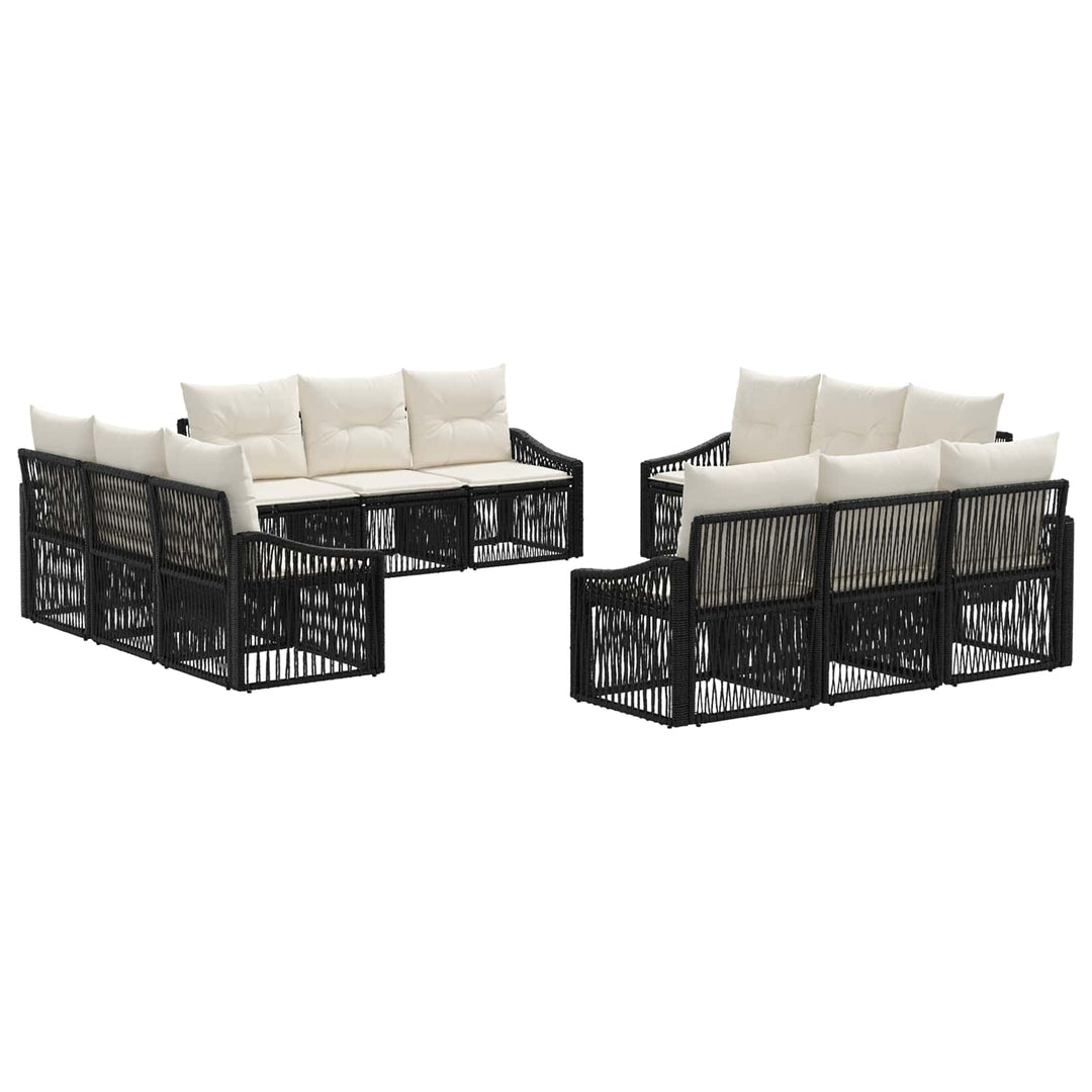 Havesofa Sæt 12 stk. Sort polyrattan