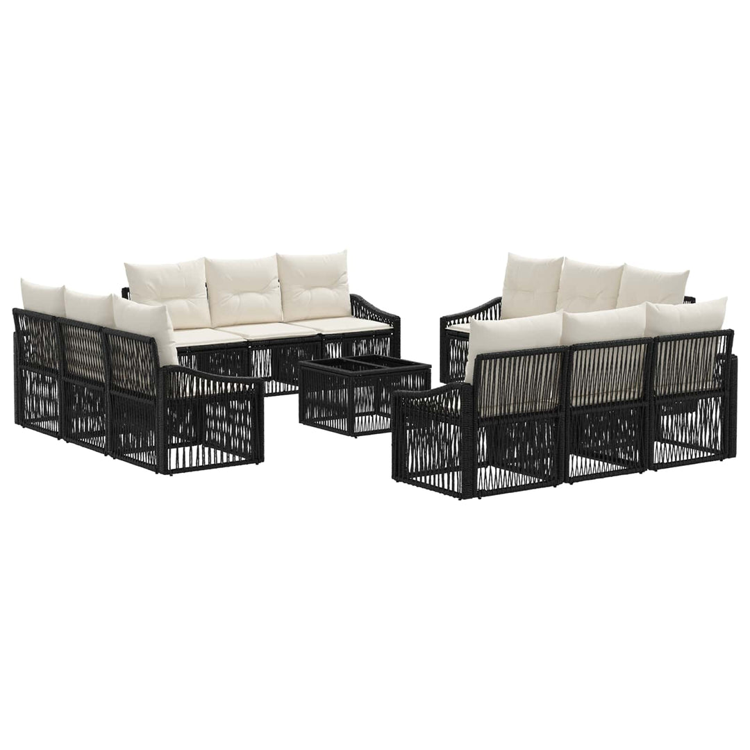 Havesofa Sæt 13 stk. Sort polyrattan