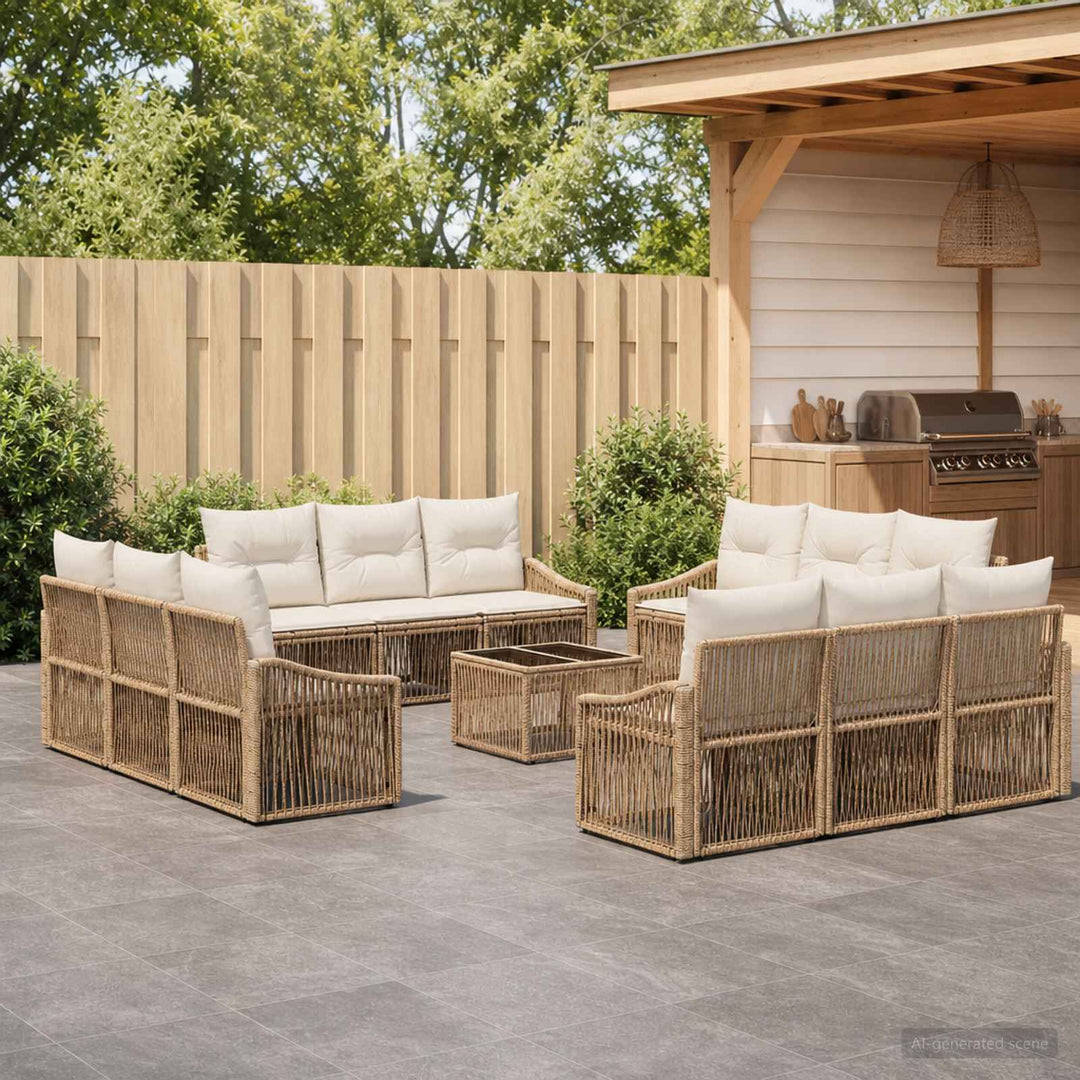 Havesofa Sæt 13 stk. Beige polyrattan