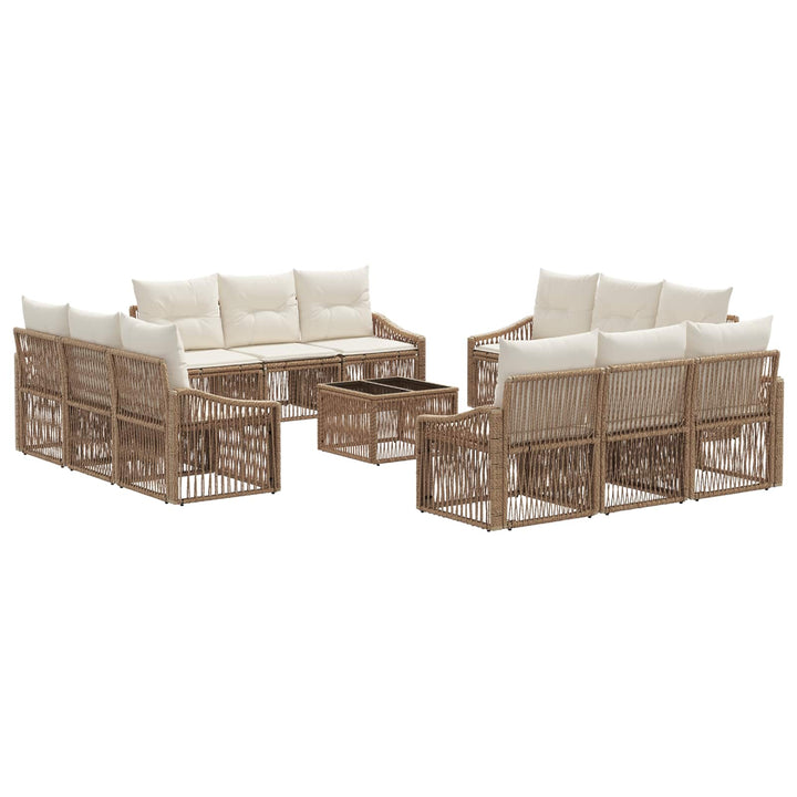 Havesofa Sæt 13 stk. Beige polyrattan