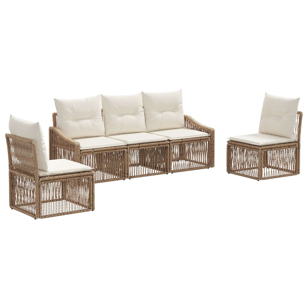 Havesofa Sæt 5 stk. Beige polyrattan