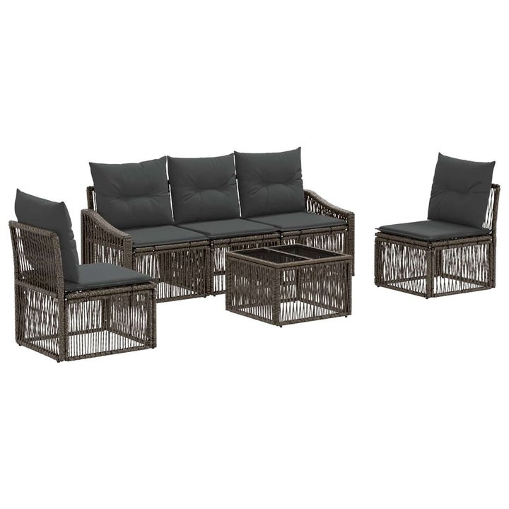 Havesofa Sæt 6 stk. Grå polyrattan