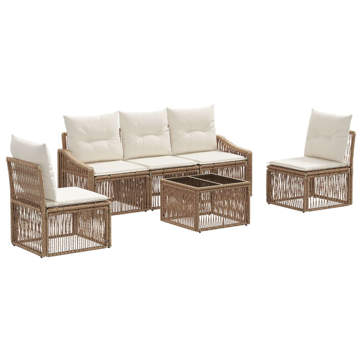 Havesofa Sæt 6 stk. Beige polyrattan