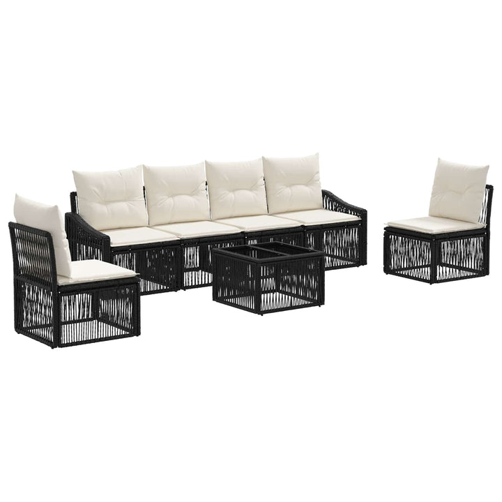 Havesofa Sæt 7 stk. Sort polyrattan