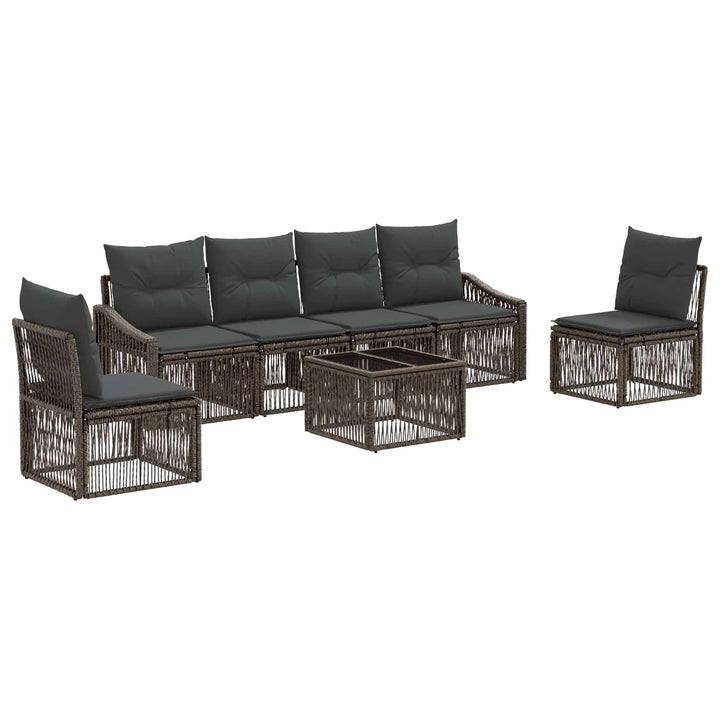 Havesofa Sæt 7 stk. Grå polyrattan