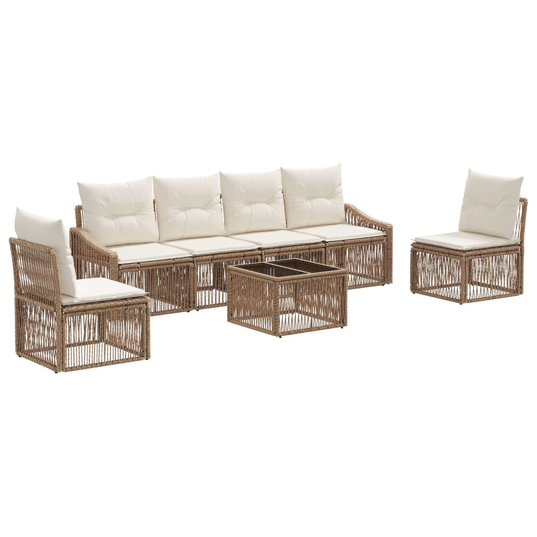 Havesofa Sæt 7 stk. Beige polyrattan