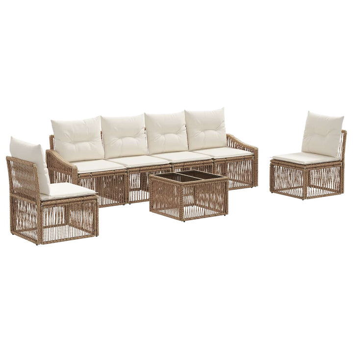Havesofa Sæt 7 stk. Beige polyrattan