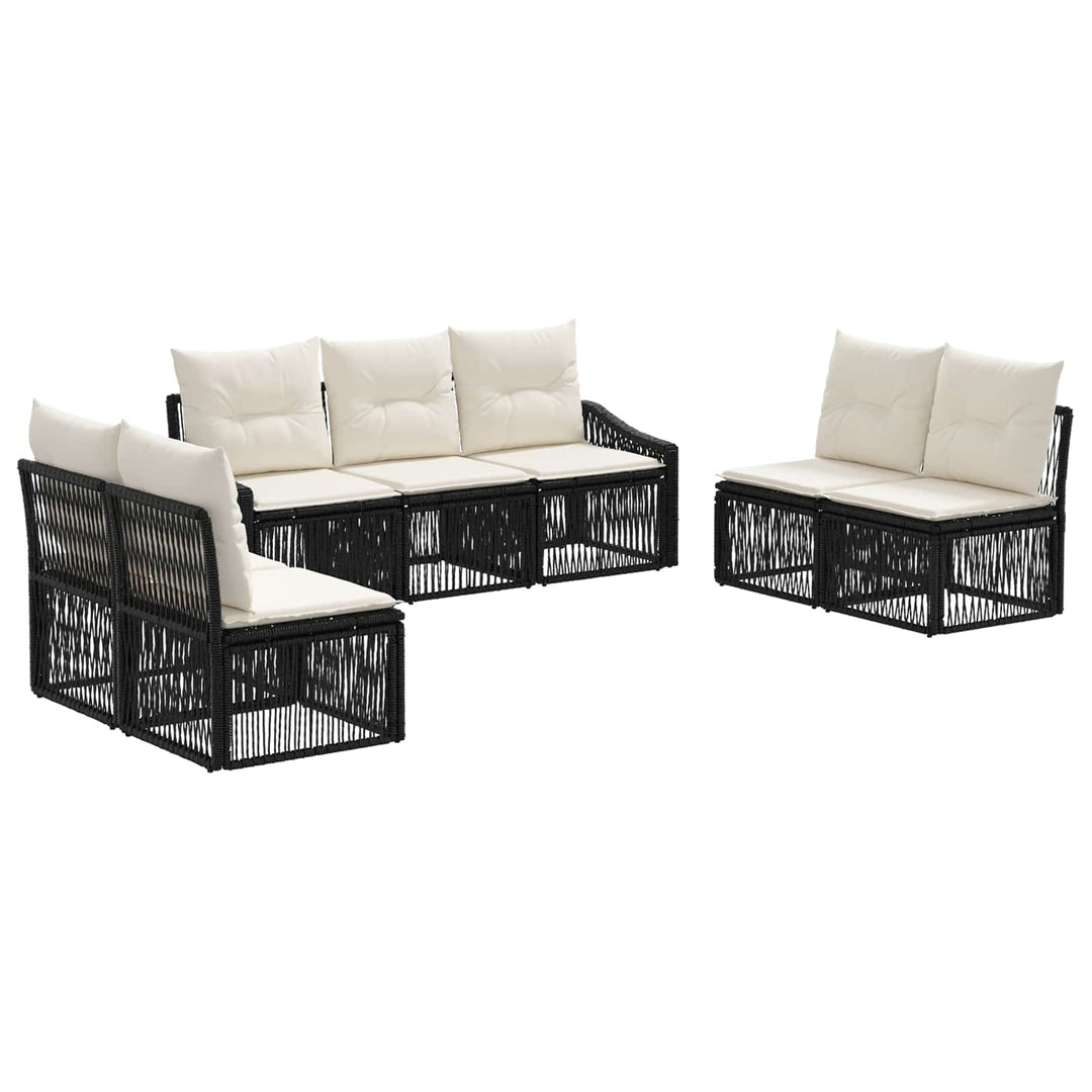Havesofa Sæt 7 stk. Sort polyrattan
