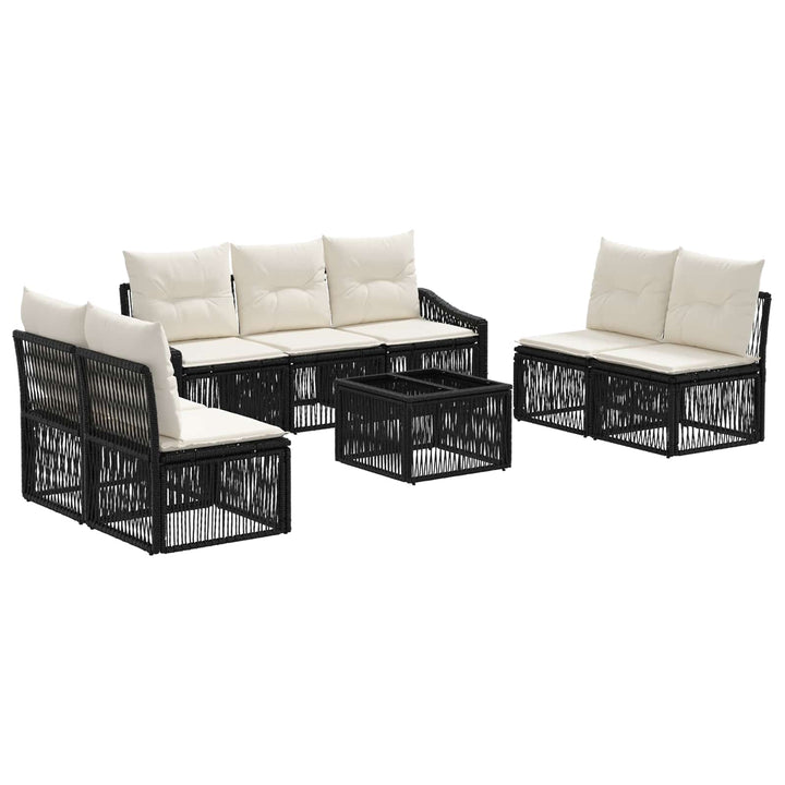 Havesofa Sæt 8 stk. Sort polyrattan