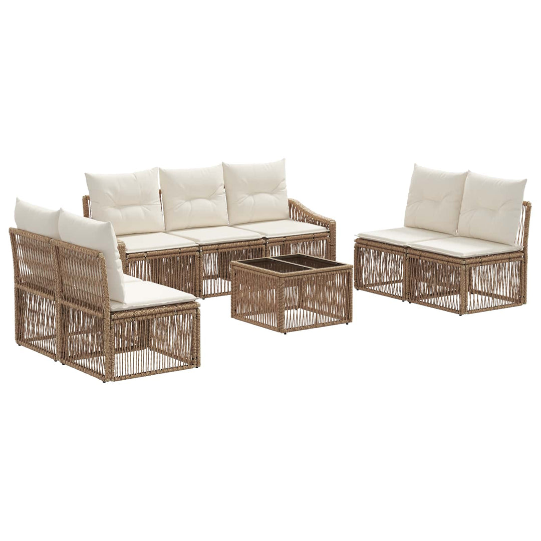 Havesofa Sæt 8 stk. Beige polyrattan