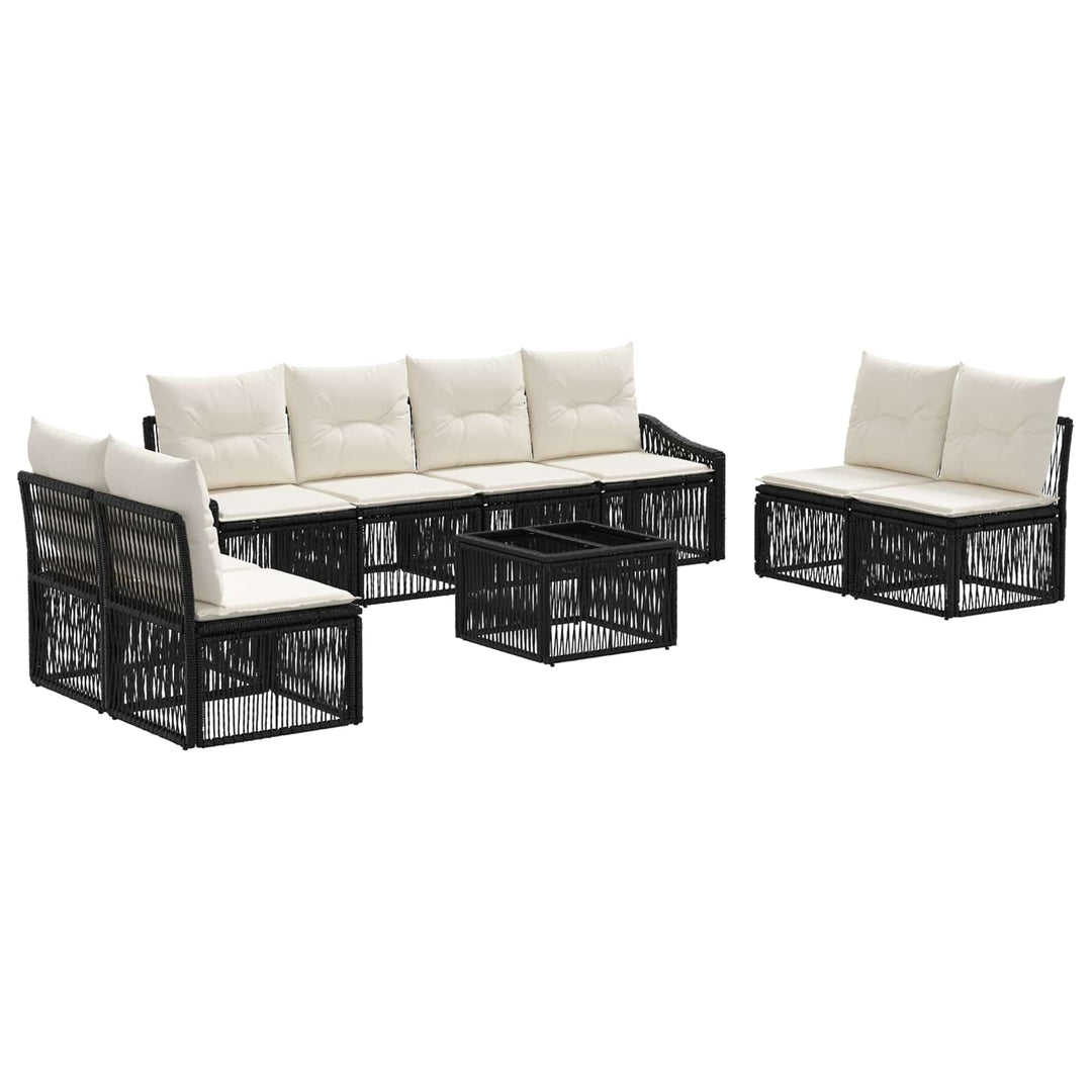 Havesofa Sæt 9 stk. Sort polyrattan