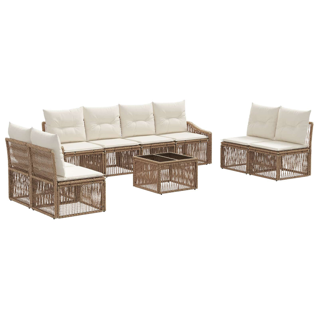 Havesofa Sæt 9 stk. Beige polyrattan