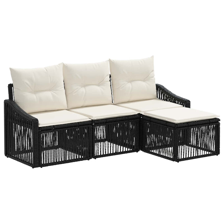 Havesofa Sæt 4 stk. Sort polyrattan