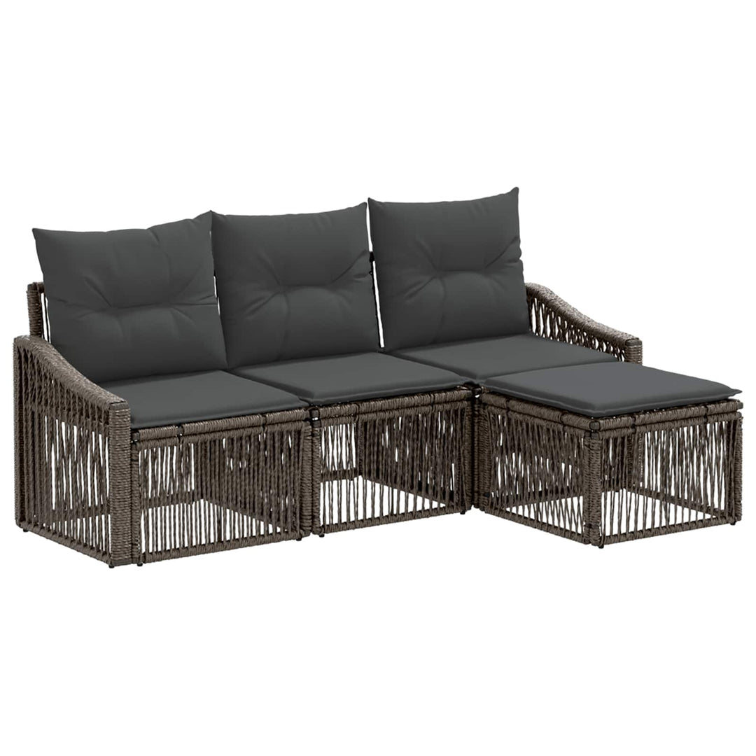 Havesofa Sæt 4 stk. Grå polyrattan