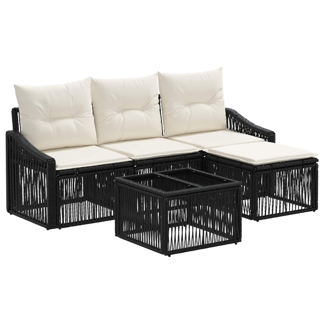 Havesofa Sæt 5 stk. Sort polyrattan