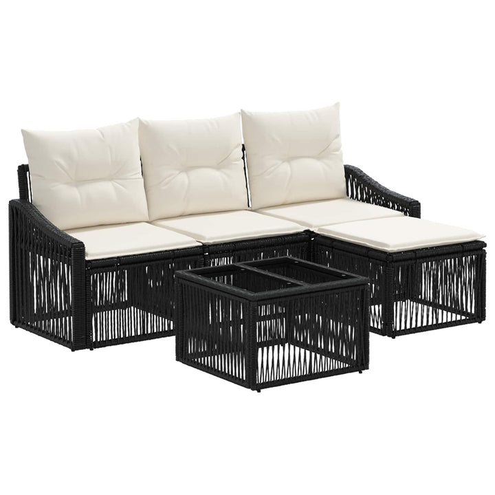 Havesofa Sæt 5 stk. Sort polyrattan