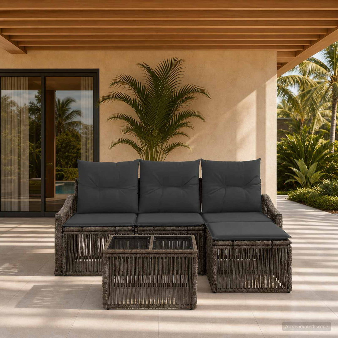 Havesofa Sæt 5 stk. Grå polyrattan