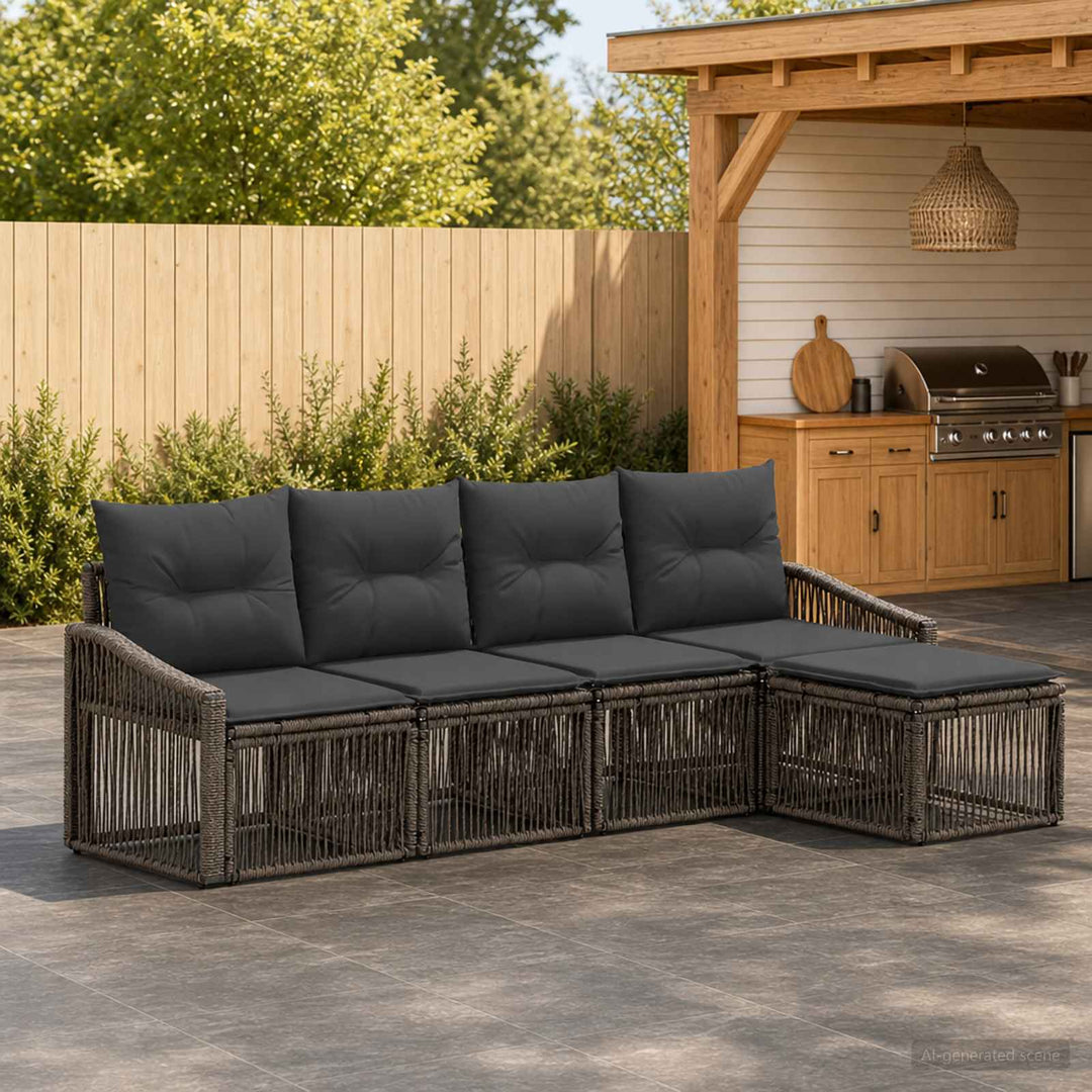 Havesofa Sæt 5 stk. Grå polyrattan