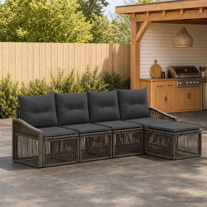 Havesofa Sæt 5 stk. Grå polyrattan