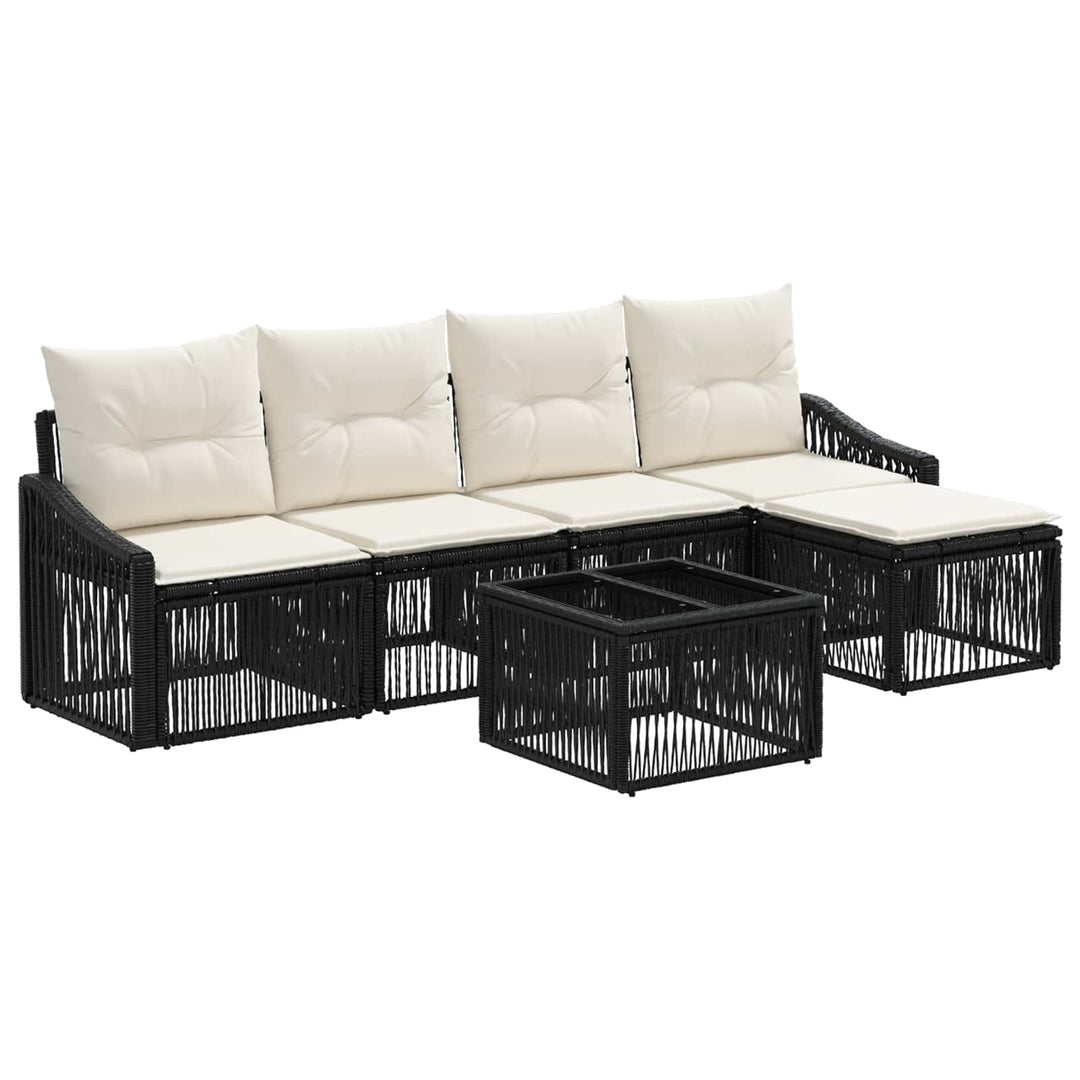 Havesofa Sæt 6 stk. Sort polyrattan