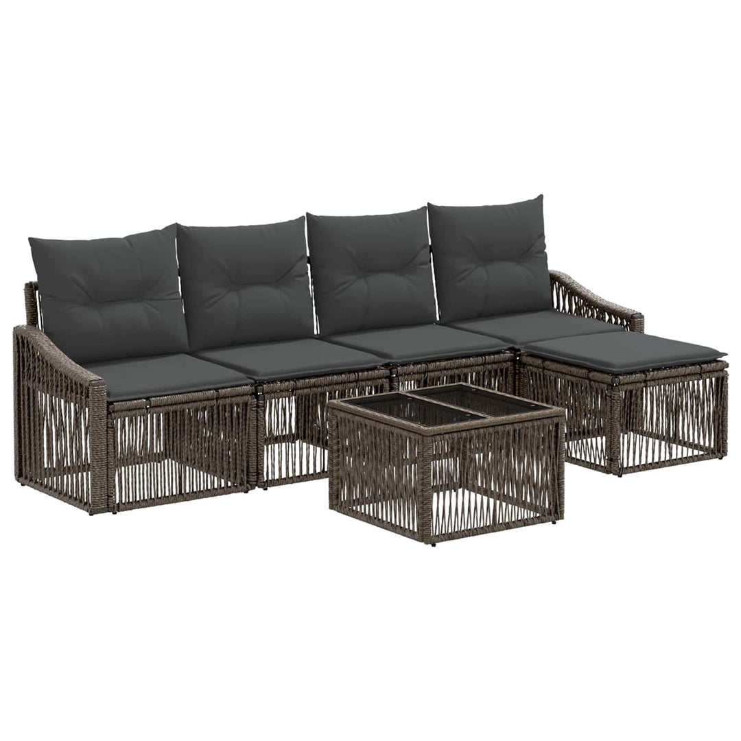 Havesofa Sæt 6 stk. Grå polyrattan