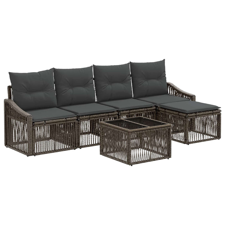 Havesofa Sæt 6 stk. Grå polyrattan