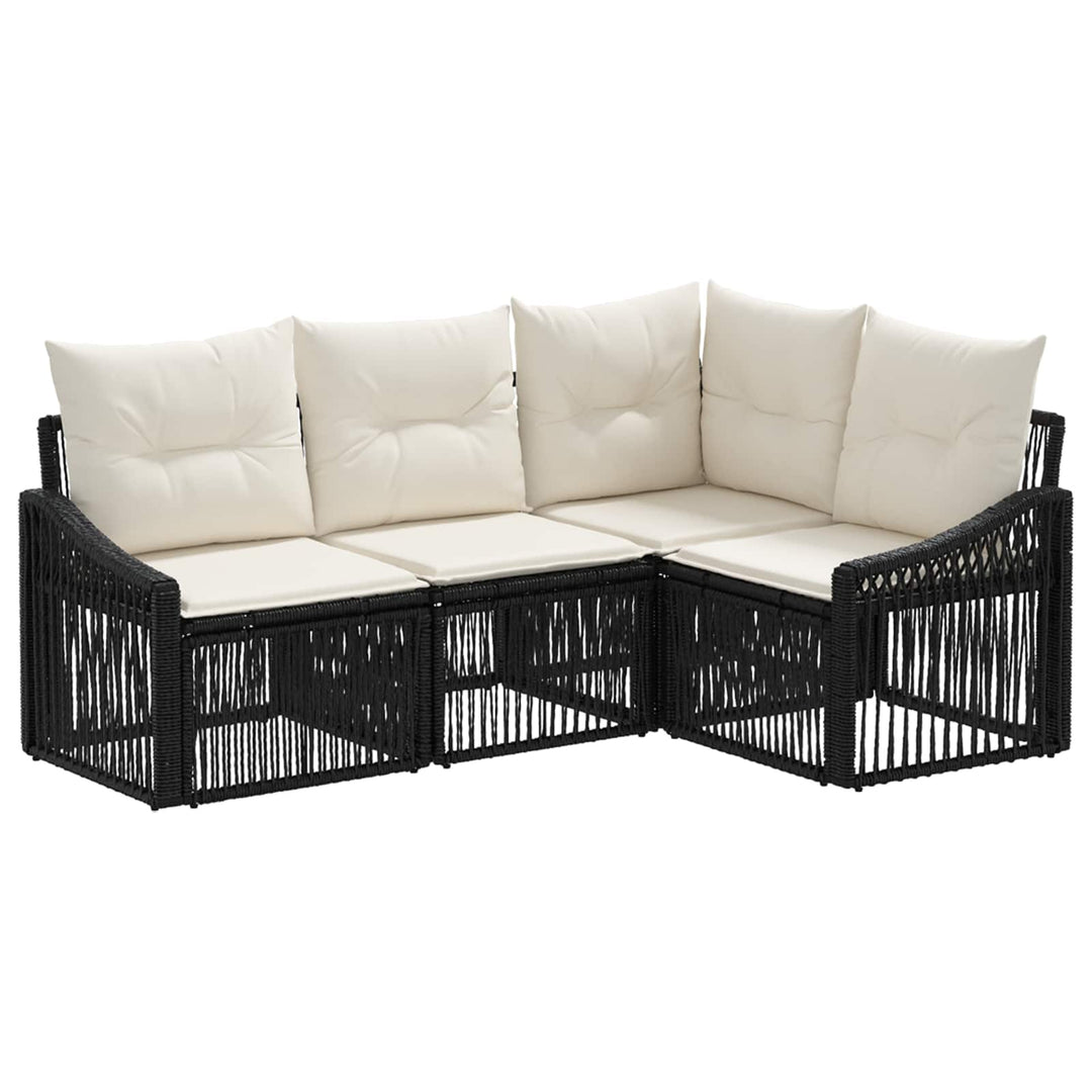 Havesofa Sæt 4 stk. Sort polyrattan
