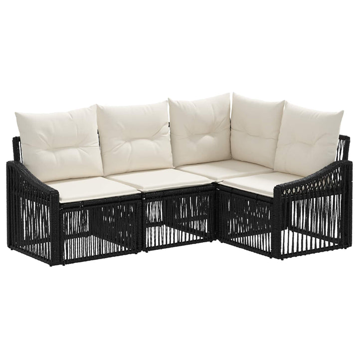 Havesofa Sæt 4 stk. Sort polyrattan