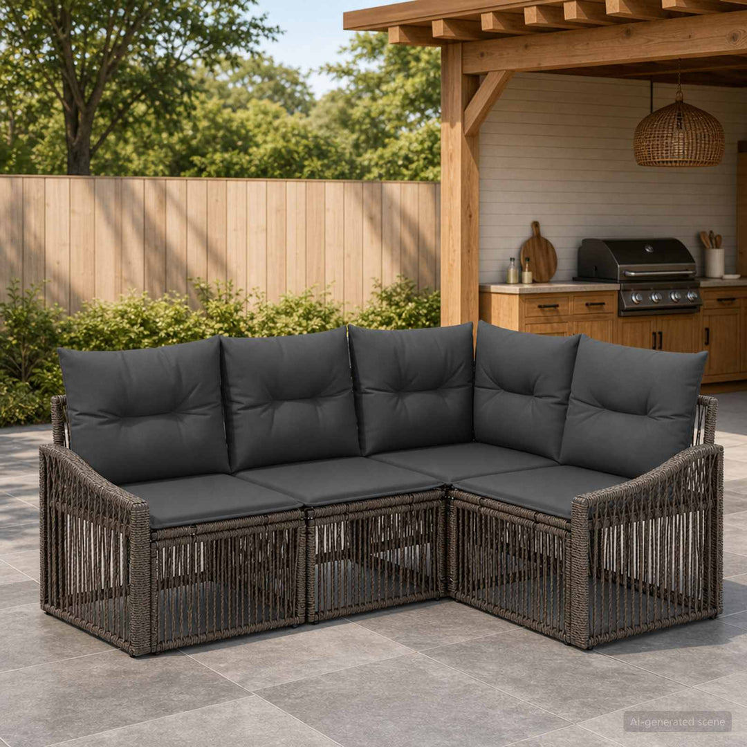 Havesofa Sæt 4 stk. Grå polyrattan