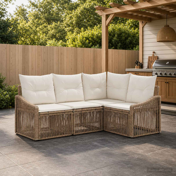 Havesofa Sæt 4 stk. Beige polyrattan