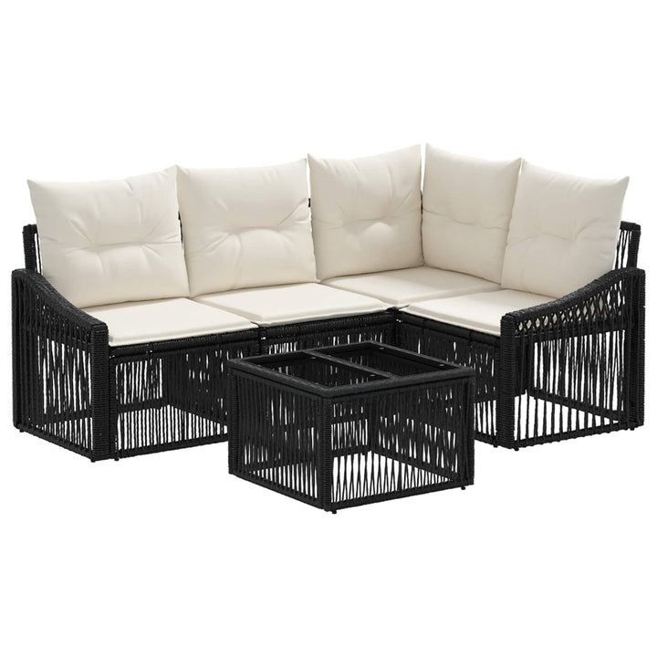 Havesofa Sæt 5 stk. Sort polyrattan