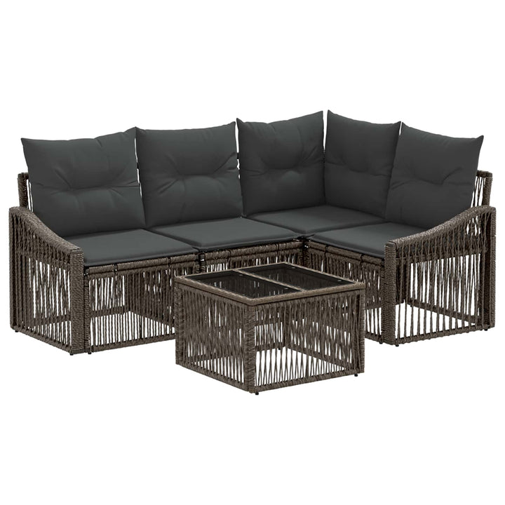 Havesofa Sæt 5 stk. Grå polyrattan