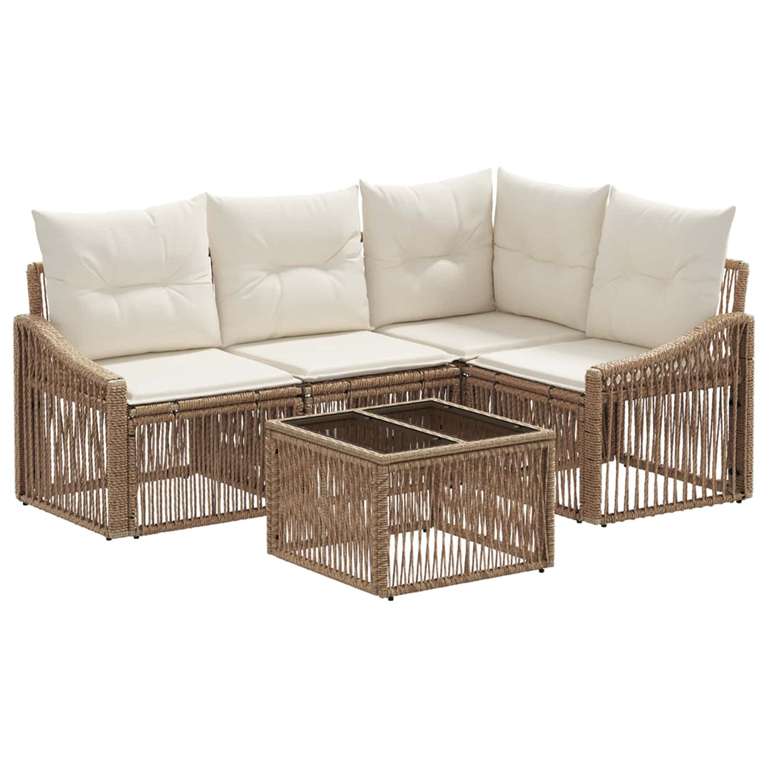 Havesofa Sæt 5 stk. Beige polyrattan