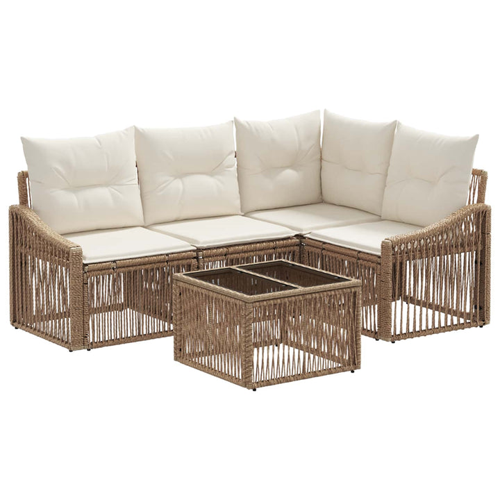Havesofa Sæt 5 stk. Beige polyrattan