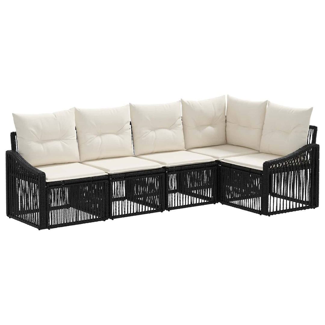 Havesofa Sæt 5 stk. Sort polyrattan
